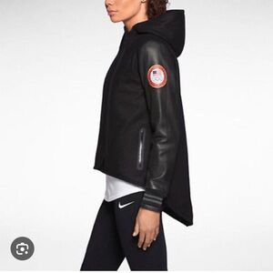 Nike OLYMPIC USA leather cape destroyer jacket BLACK WOOL XS 582837